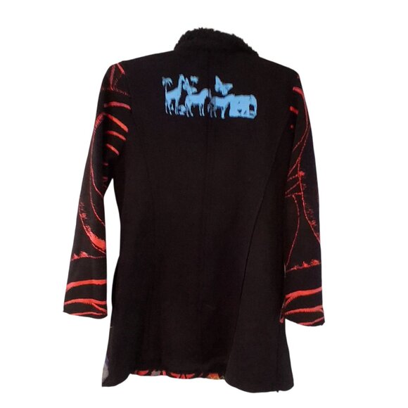 Adore coat jacket womens XL faux leather shearling black art to wear artsy - Picture 5 of 7